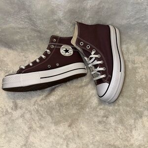 Converse High Top Platform Sneakers - Mauve & White